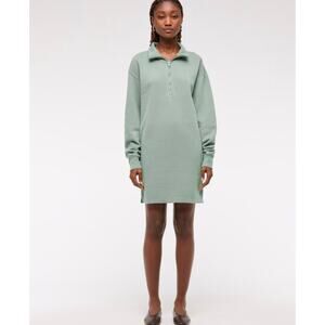 Abercrombie & Fitch Long Sleeve Zip Up Fleece Mini Dress Size M Sage Green Cozy